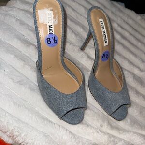Steve Madden Denim Blue Peep Toe Heels